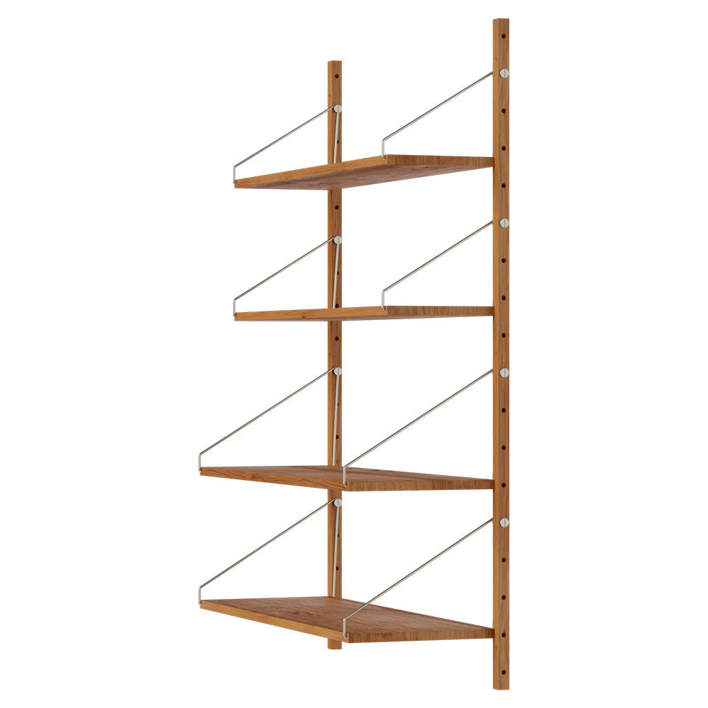 Shelf Library Single Section - 25"W x 45.2"H, Natural Oak