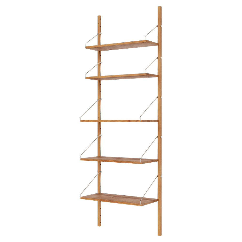 Shelf Library Single Section - 25"W x 72.91"H, Natural Oak