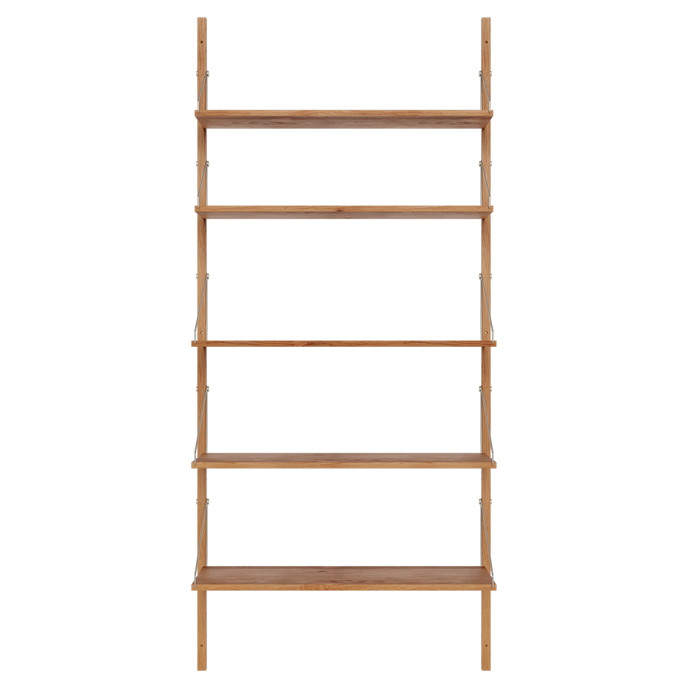 Shelf Library Single Section - 32.87"W x 72.91"H, Natural Oak