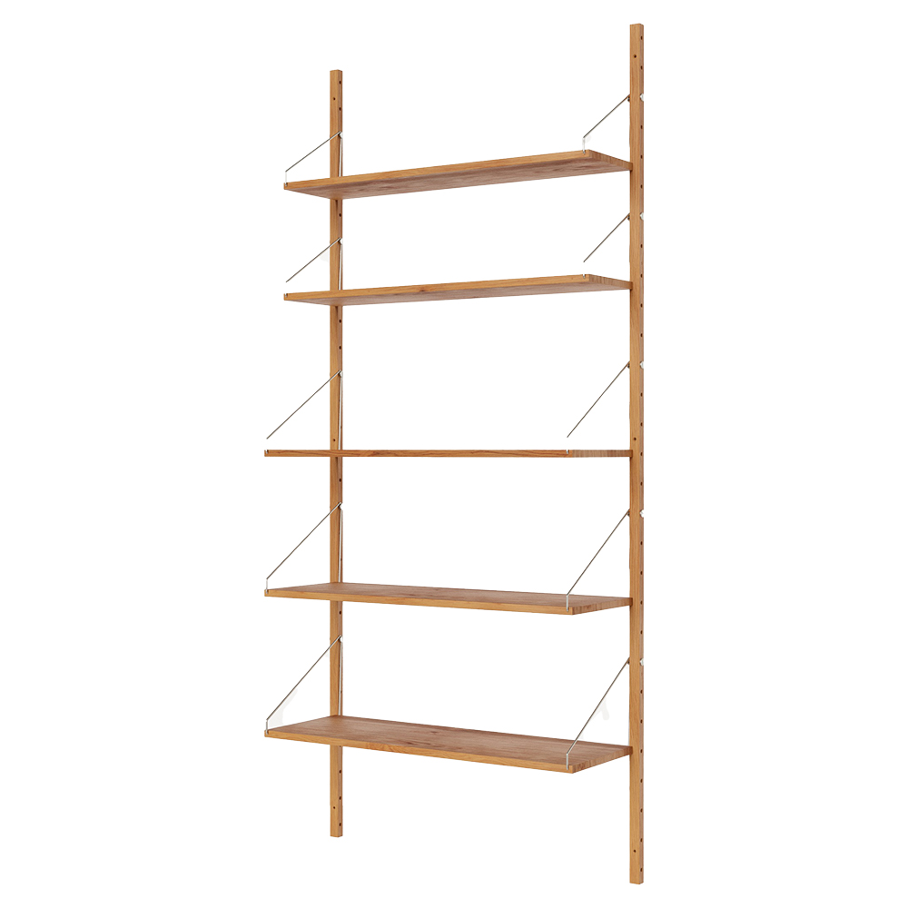 Shelf Library Single Section - 32.87"W x 72.91"H, Natural Oak