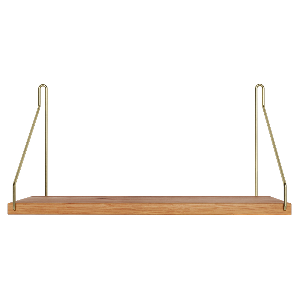 Single Shelf - Natural Oak, Brass