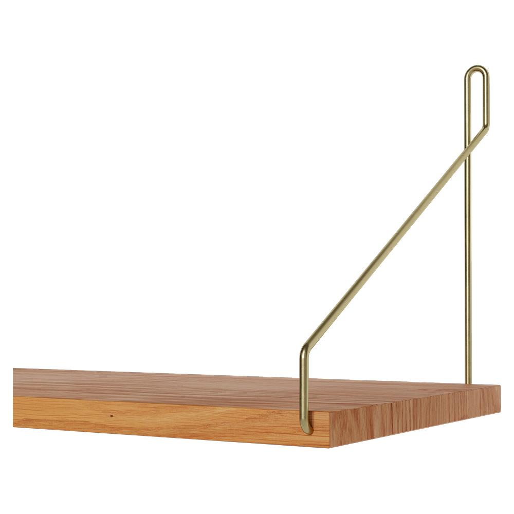 Single Shelf - Natural Oak, Brass