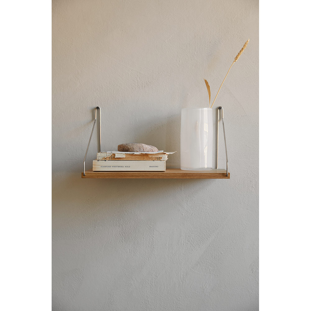 Single Shelf - Natural Oak, Brass