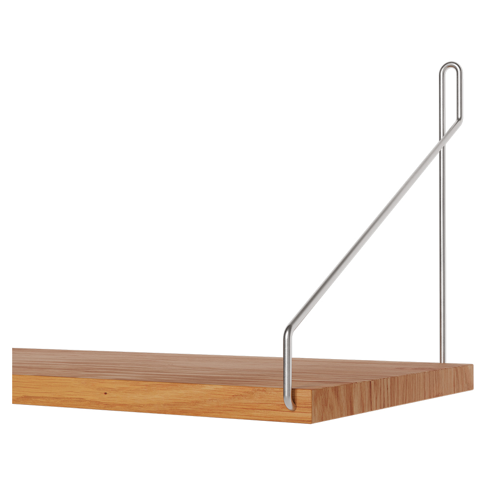 Single Shelf - Natural Oak, Stainless Steel