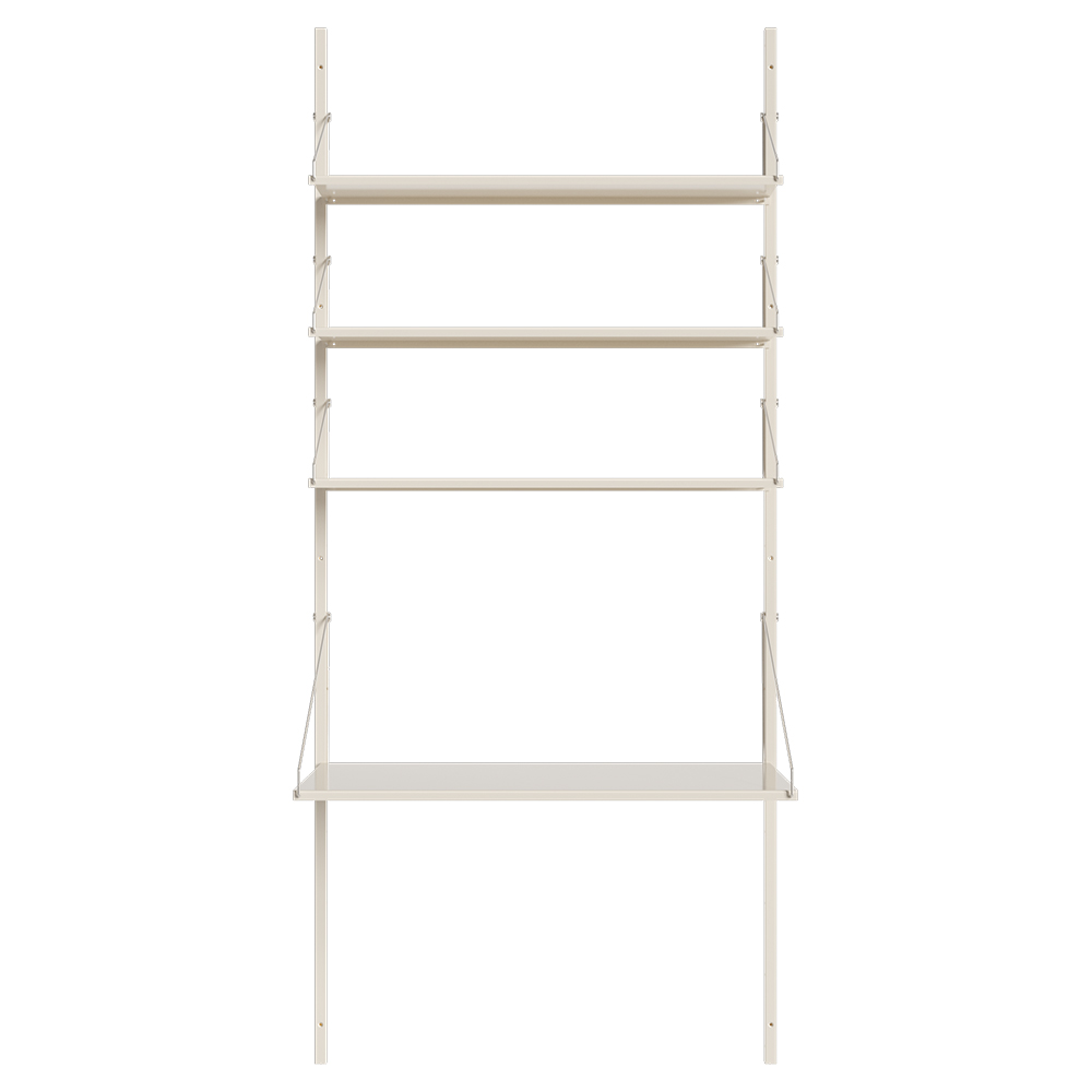 Shelf Library Desk Section - 32.48"W x 72.91"H, Warm White Steel